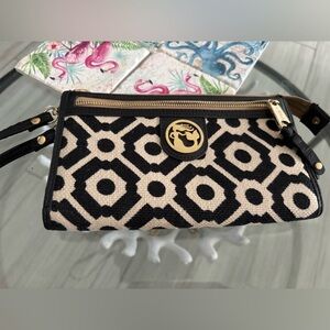 Spartina 449 Black and Cream Geometric Clutch